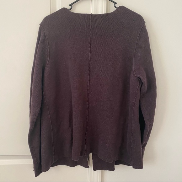 EILEEN FISHER Mussel Brown Cotton Metallic Knit Button Front Cardigan Sz Large - Picture 2 of 5